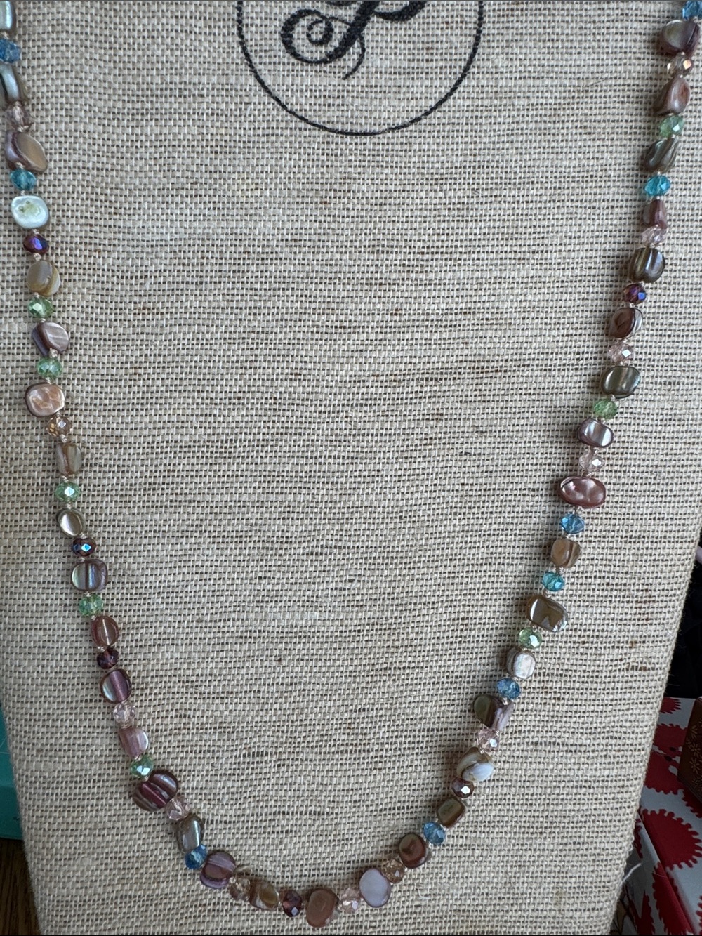 Iridescent Multicolor Pearl & Crystal Long Necklace Trendy Fashion Jewelry